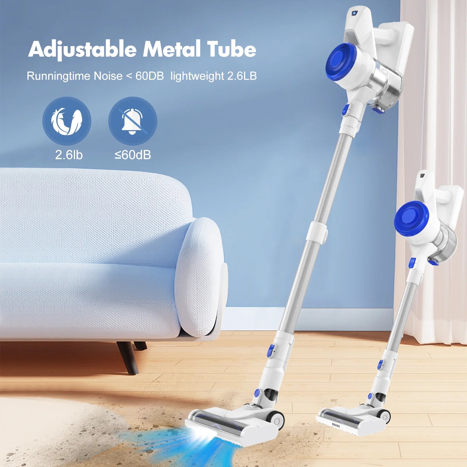 CareVac Cordless Stick Vacuum Cleaner Lightweight for Carpet Hard Floor Pet Hair