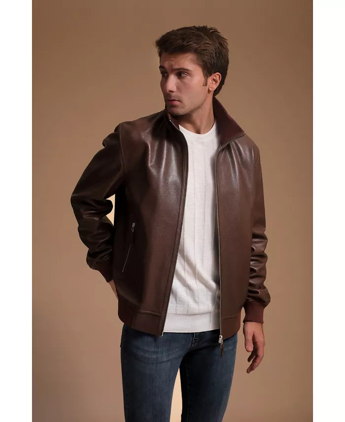 Leather Collared Jacket