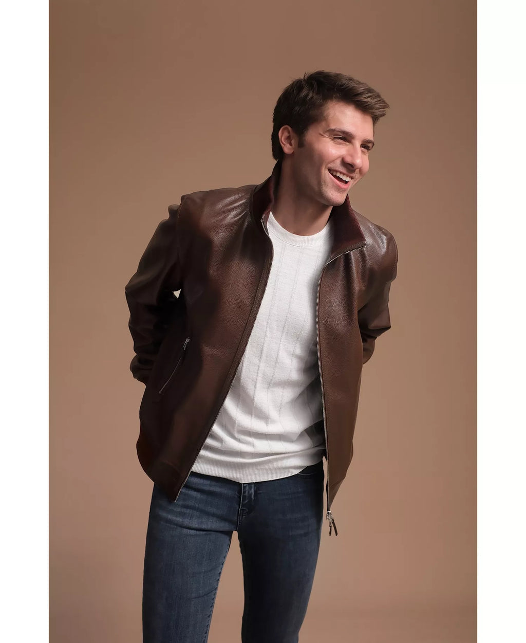 Leather Collared Jacket