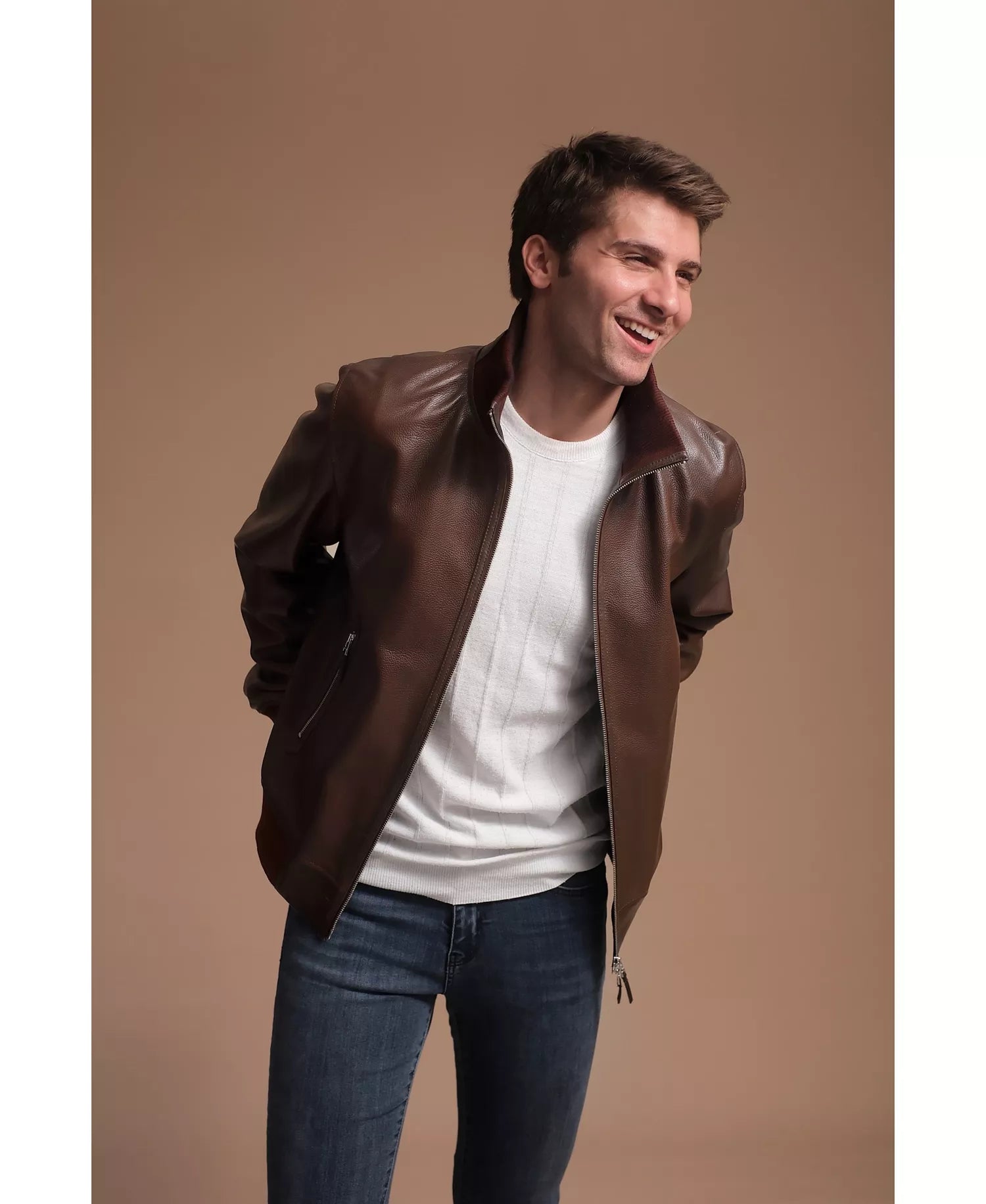 Leather Collared Jacket