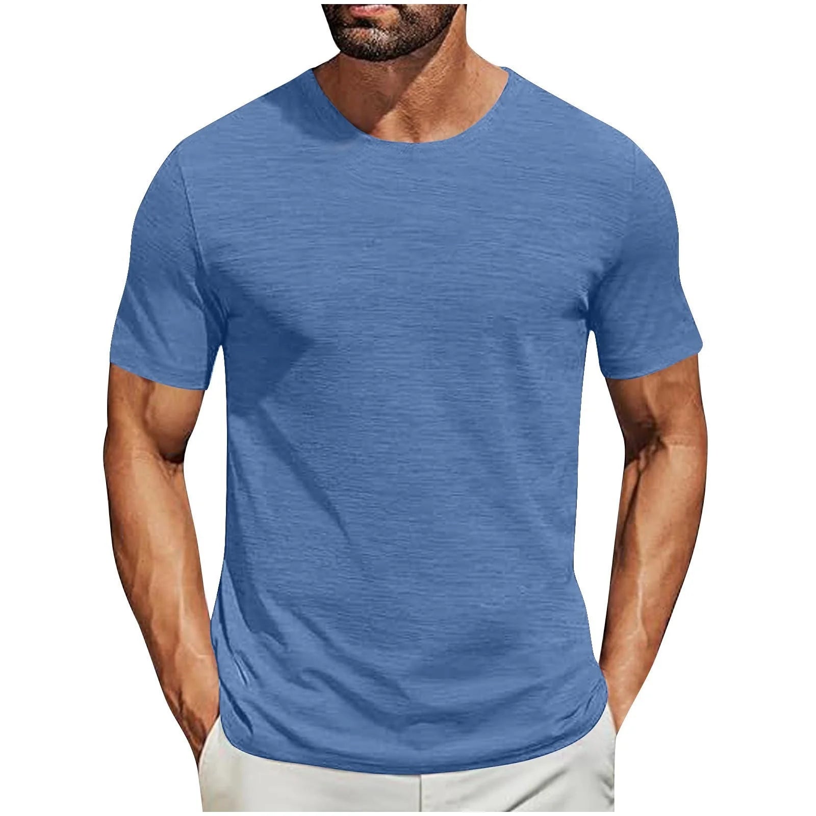 Horkkom T Shirts for Man Crew Neck Casual Shirts Classic Plain Tee Shirts Summer Basic Workout Gym Shirts Short Sleeve Soft Cotton T-Shirts